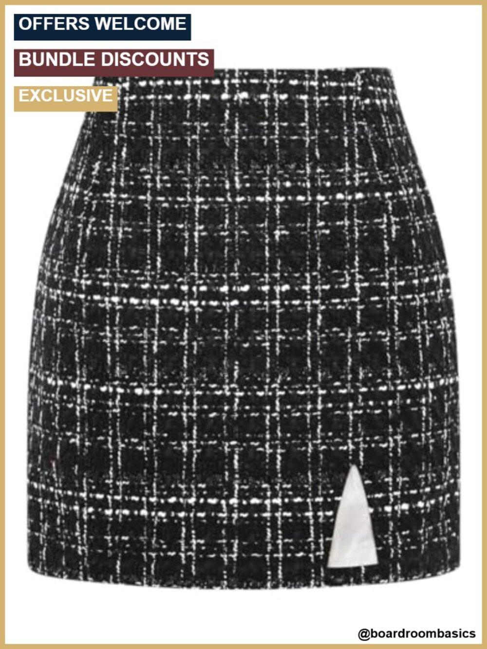 Plaid Mini Skirt High Waisted Wool Bodycon Pencil with Slit